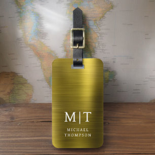Monogram Goud Geborsteld Metallic Elegant Bagagelabel