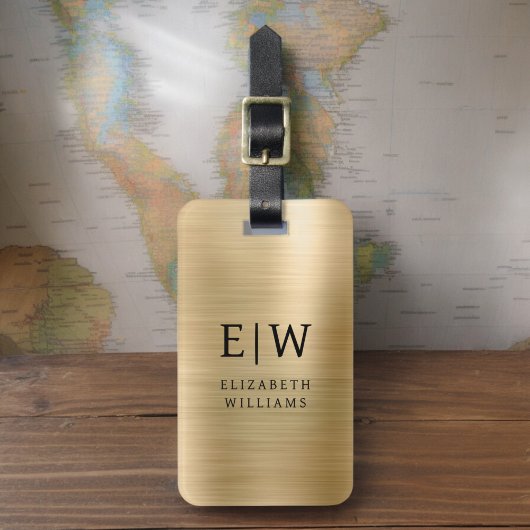 Monogram Goud Geborsteld Metallic Elegant Bagagelabel