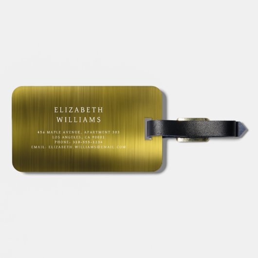 Monogram Goud Geborsteld Metallic Elegant Bagagelabel (Achterkant horizontaal)