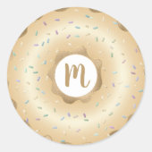 Monogram goud glittersparel donut sprinkels ronde sticker (Voorkant)