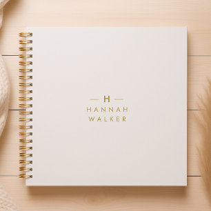 Monogram Goud Grijs   Minimalistische Elegante Mod Notitieboek