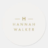 Monogram Goud Grijs | Minimalistische Elegante Mod Ronde Sticker (Voorkant)