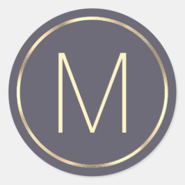 Monogram Goud Grijs Ronde Sticker
