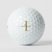 Monogram Goud Grijs Script Naam Golfballen (Voorkant)