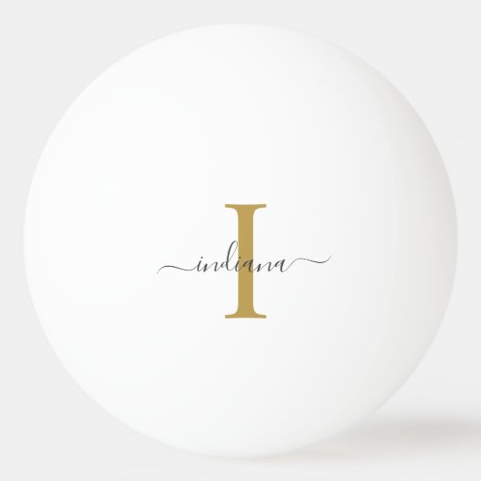 Monogram Goud Grijs Script Naam Modern Familie Pingpongbal (Voorkant)