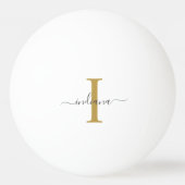 Monogram Goud Grijs Script Naam Modern Familie Pingpongbal (Achterkant)