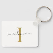 Monogram Goud Grijs Script Naam Modern Modern Sleutelhanger (Voorkant)