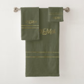 Monogram Goud Groen Modern Minimalistisch Stijlvol Bad Handdoek (Insitu)