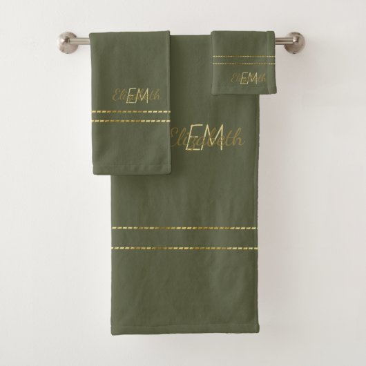 Monogram Goud Groen Modern Minimalistisch Stijlvol Bad Handdoek (Insitu)