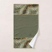 Monogram Goud Groen Stijlvol Modern Bad Handdoek (Handdoek)