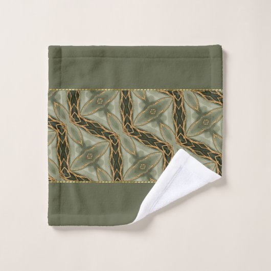 Monogram Goud Groen Stijlvol Modern Bad Handdoek (Wasdoekje)