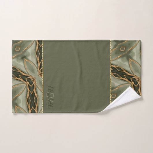 Monogram Goud Groen Stijlvol Modern Bad Handdoek (Handdoek)