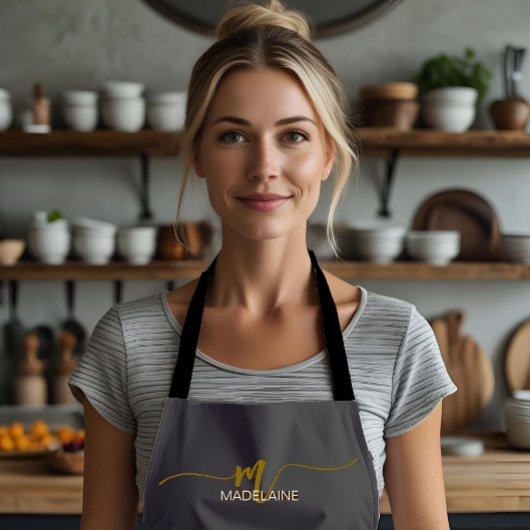 Monogram Goud Kleur Persoonlijk Schort