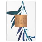 Monogram goud koper metallic oceaan blauw blad klembord (Achterkant)