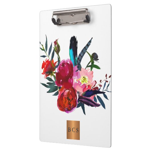 Monogram goud koper metallic roze blush bloesem klembord (Links)