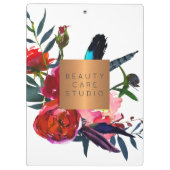 Monogram goud koper metallic roze blush bloesem klembord (Achterkant)