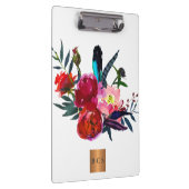 Monogram goud koper metallic roze blush bloesem klembord (Rechts)