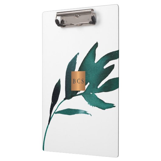 Monogram goud koper metallisch blauw blad klembord (Links)