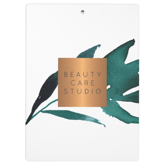 Monogram goud koper metallisch blauw blad klembord (Achterkant)