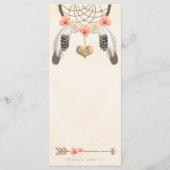 Monogram Goud Koraal Dreamcatcher Bruiloft Menu (Achterkant)