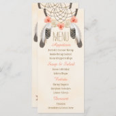 Monogram Goud Koraal Dreamcatcher Bruiloft Menu (Voorkant / Achterkant)