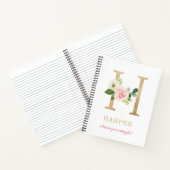 Monogram Goud Letter H | Bloemenspreuk of citaat Notitieboek (Binnen)