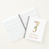 Monogram Goud Letter J | Bloemenspreuk of citaat Notitieboek (Binnen)