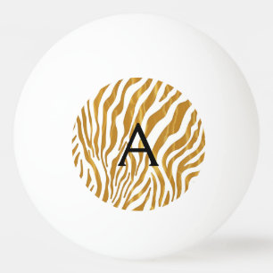 Monogram goud luipaard patroon gepersonaliseerd pingpongbal