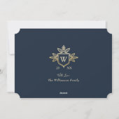Monogram goud & marineschip voor legant & Regal Fa Feestdagenkaart (Achterkant)