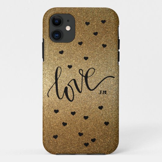Monogram goud met liefde Case-Mate iPhone case (Achterkant)