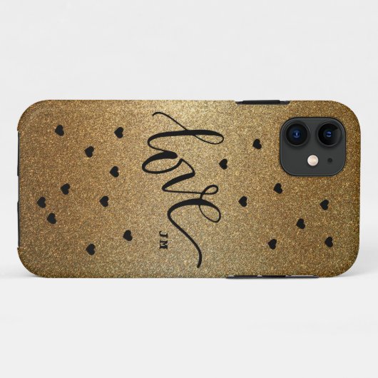 Monogram goud met liefde Case-Mate iPhone case (Achterkant (horizontaal))