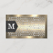 Monogram | Goud Metaal | Glitter Folie Geometrisch Visitekaartje (Voorkant)