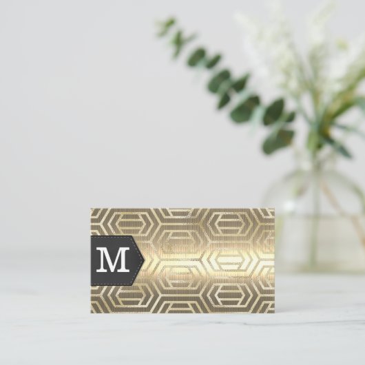 Monogram | Goud metaal | Goudolie — Geometrisch Visitekaartje (Staand voorkant)