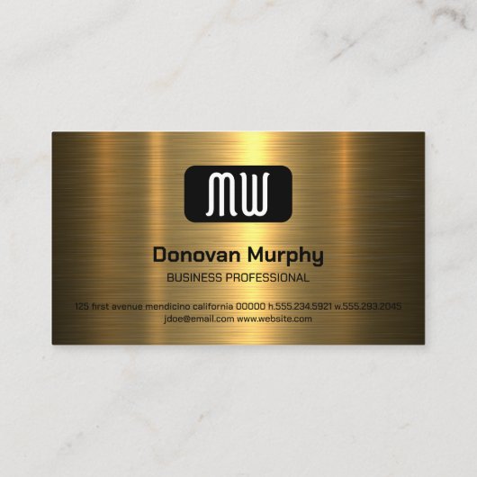 Monogram | Goud Metaal Visitekaartje (Achterkant)