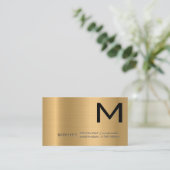 Monogram | Goud Metallic Achtergrond Visitekaartje (Staand voorkant)