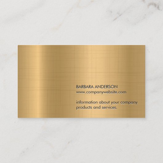 Monogram | Goud Metallic Achtergrond Visitekaartje (Achterkant)