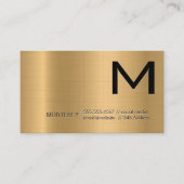 Monogram | Goud Metallic Achtergrond Visitekaartje (Voorkant)