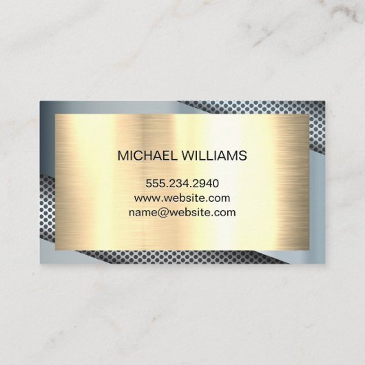 Monogram goud metallic | Geperforeerde achtergrond Visitekaartje (Achterkant)