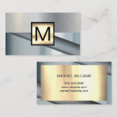 Monogram goud metallic | Geperforeerde achtergrond Visitekaartje (Voorkant / Achterkant)
