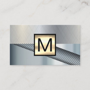 Monogram goud metallic   Geperforeerde achtergrond Visitekaartje