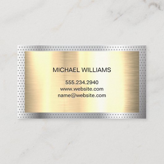 Monogram goud metallic | Geperforeerde achtergrond Visitekaartje (Achterkant)