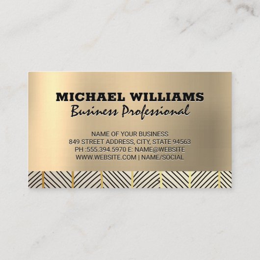 Monogram goud metallisch patroon visitekaartje (Achterkant)