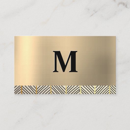 Monogram goud metallisch patroon visitekaartje (Voorkant)