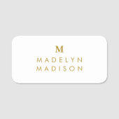 Monogram Goud Minimalistisch Elegant Modern Naamplaatje (Voorkant)