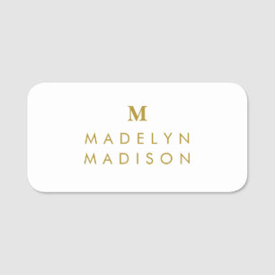 Monogram Goud Minimalistisch Elegant Modern Naamplaatje