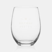 Monogram goud | Minimalistisch Elegant Modern Wijnglas Zonder Voet (Achterkant)