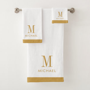 Monogram goud op wit bad handdoek