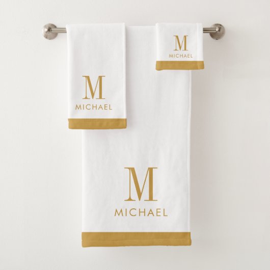 Monogram goud op wit bad handdoek (Insitu)