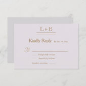 Monogram Goud Paarsgrijs Ampersand Trouw RSVP Kaart (Voorkant / Achterkant)