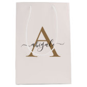 Monogram Goud Parel Wit | Minimalistisch Elegant Medium Cadeauzakje (Voorkant)